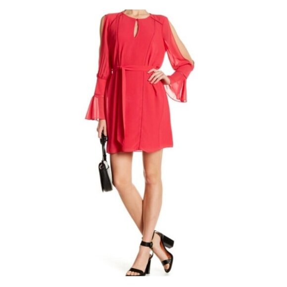 Haute Hippie Bessie Cutout Sleeve Dress NWT $355 Raspberry Pink Womens Size Lg - Picture 1 of 13